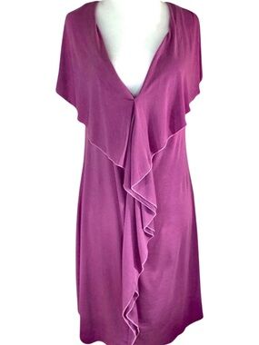 LAMADE Fuchsia Ruffled Halter Dress‎ L